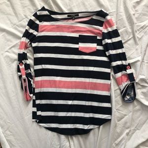 Striped 3/4 Sleeve Blouse